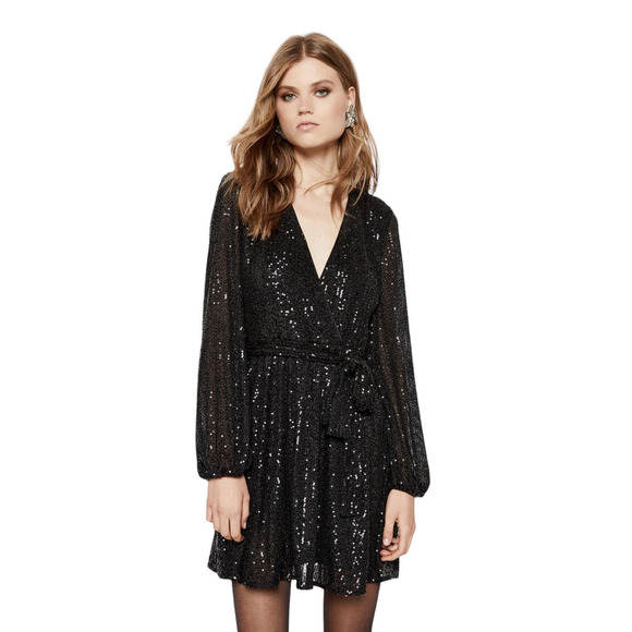 NWT! Bardot Sequin Sparkle Bellissa Dress In Black - Size Small / US4 - Picture 1 of 8